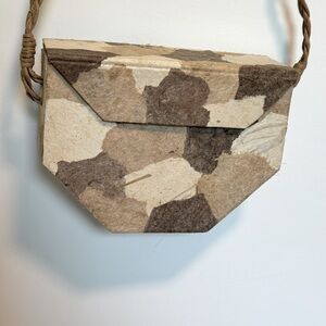 Vintage Timmy Woods Beverly Hills Collection Neutral Paper Mache Crossbody Bag